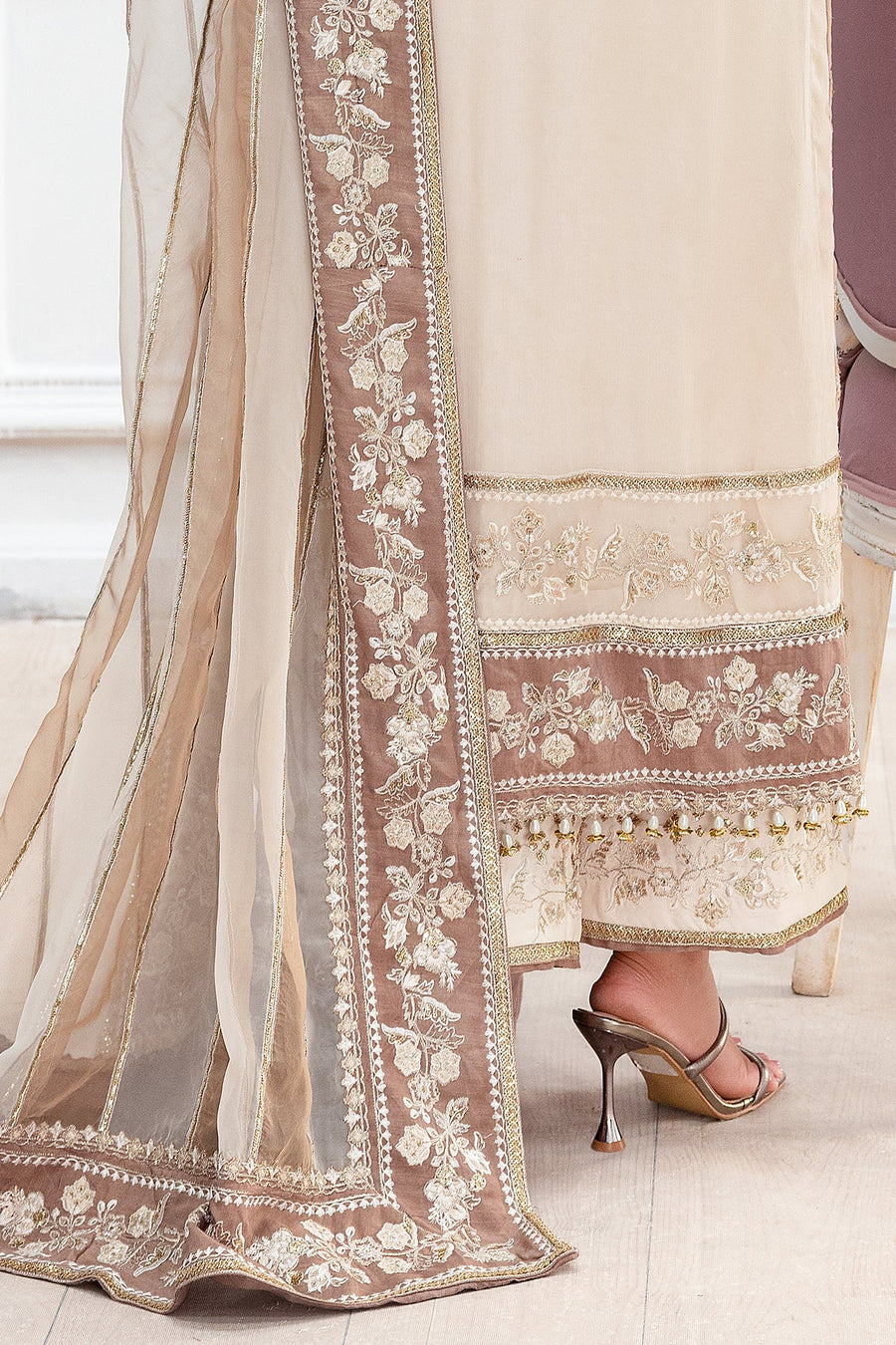 Charizma Diamond Dust Embroidered Luxury Chiffon Unstitched 3Pc Suit DD5-07