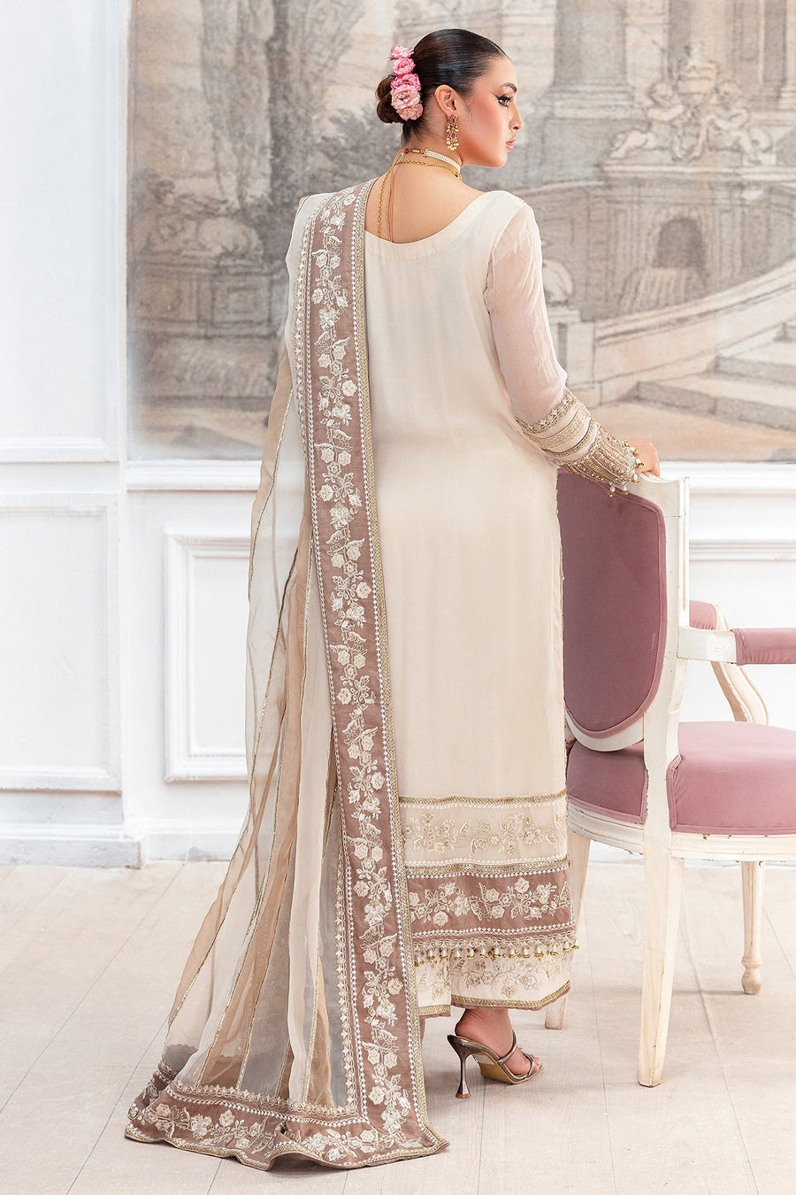 Charizma Diamond Dust Embroidered Luxury Chiffon Unstitched 3Pc Suit DD5-07