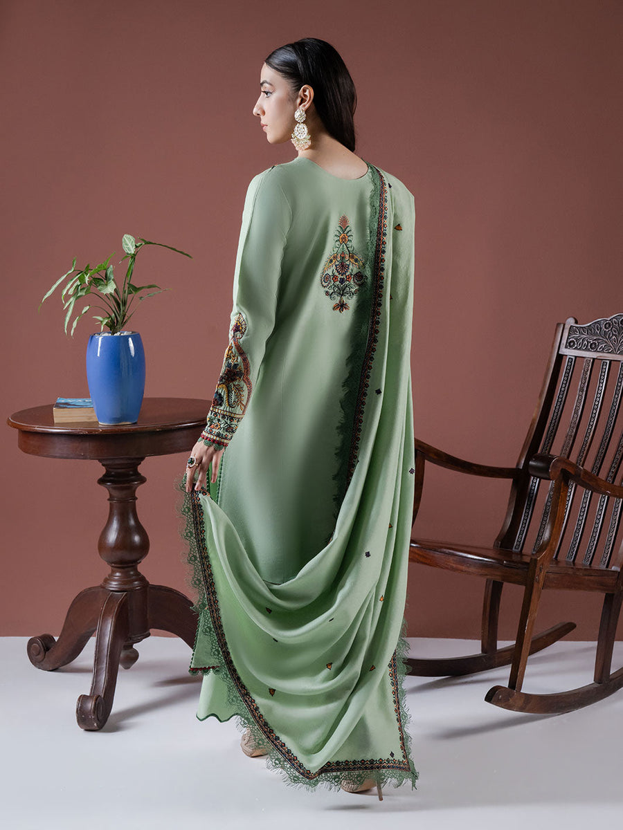 Faiza Faisal Winter Unstitched Embroidered Karandi 3Pc Suit - Defne