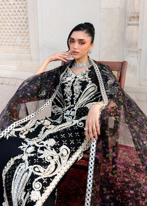 Saira Shakira Embroidered Korean Raw Silk Unstitched 3Pc Suit - DELINA