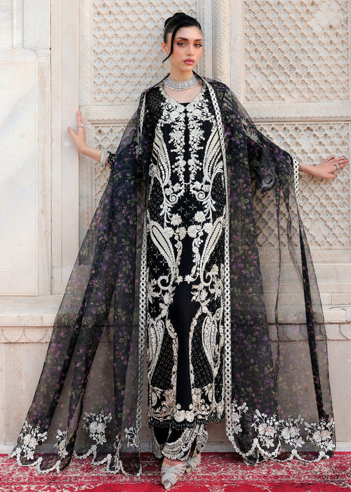 Saira Shakira Embroidered Korean Raw Silk Unstitched 3Pc Suit - DELINA