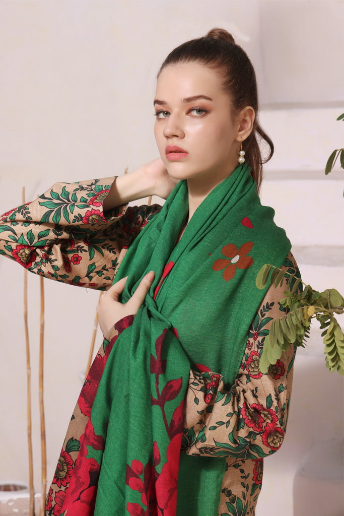 Feathers Digital Printed Dhanak Unstitched 3Pc Suit DESERT OASIS-FT286