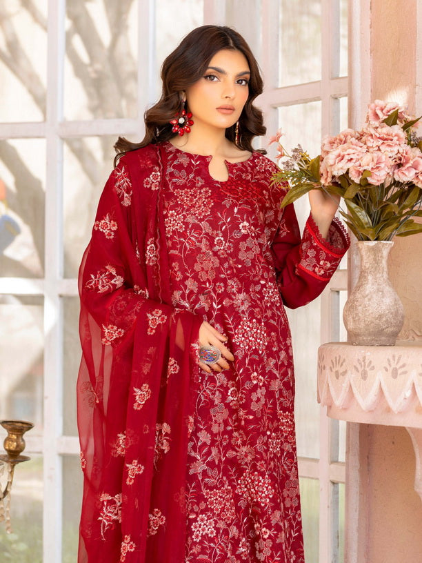 Manizay Mehrma Premium Embroidered Swiss Voil Unstitched 3Pc Suit D-02
