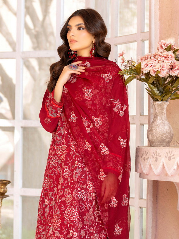 Manizay Mehrma Premium Embroidered Swiss Voil Unstitched 3Pc Suit D-02