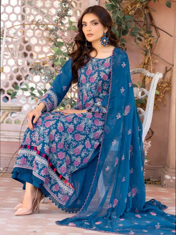 Manizay Mehrma Premium Embroidered Swiss Voil Unstitched 3Pc Suit D-04