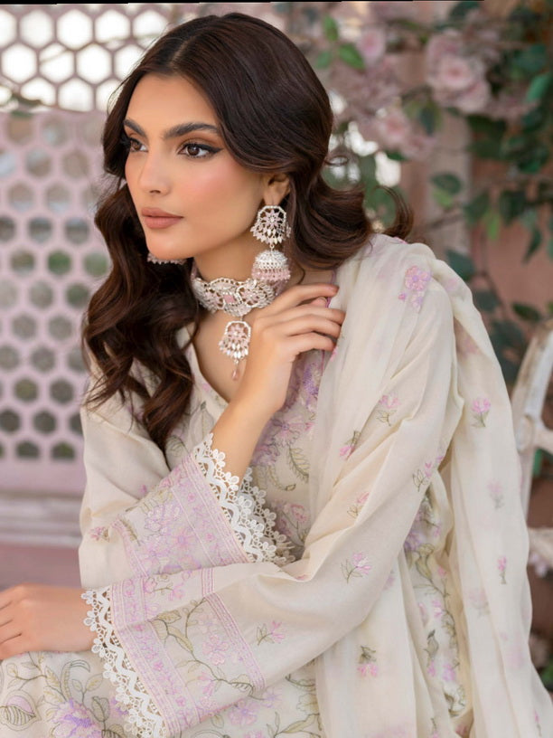 Manizay Mehrma Premium Embroidered Swiss Voil Unstitched 3Pc Suit D-05