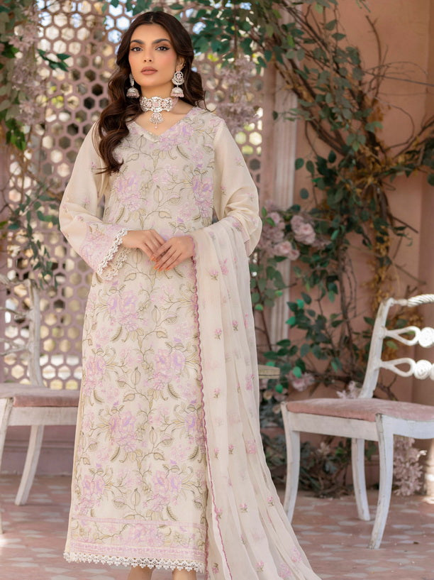 Manizay Mehrma Premium Embroidered Swiss Voil Unstitched 3Pc Suit D-05