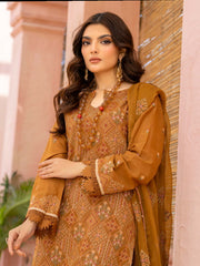 Manizay Mehrma Premium Embroidered Swiss Voil Unstitched 3Pc Suit D-06