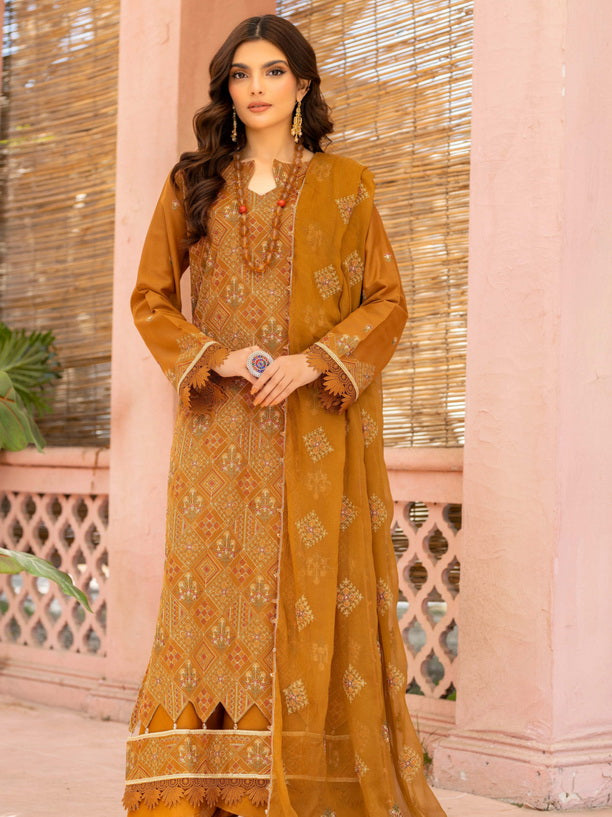 Manizay Mehrma Premium Embroidered Swiss Voil Unstitched 3Pc Suit D-06