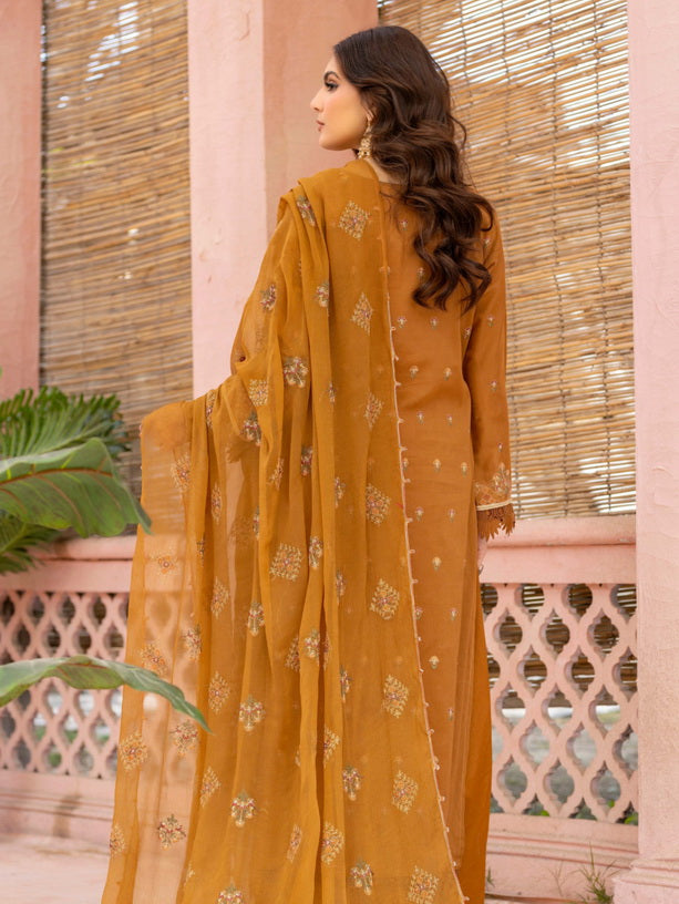 Manizay Mehrma Premium Embroidered Swiss Voil Unstitched 3Pc Suit D-06
