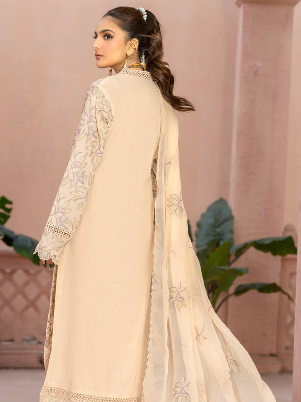 Manizay Mehrma Premium Embroidered Swiss Voil Unstitched 3Pc Suit D-08