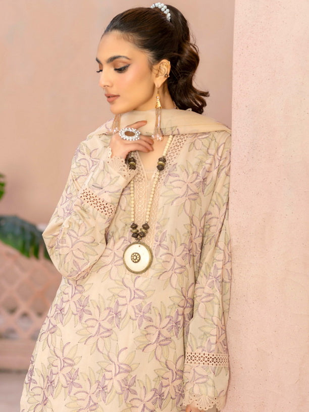 Manizay Mehrma Premium Embroidered Swiss Voil Unstitched 3Pc Suit D-08