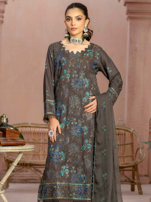 Manizay Mehrma Premium Embroidered Swiss Voil Unstitched 3Pc Suit D-09
