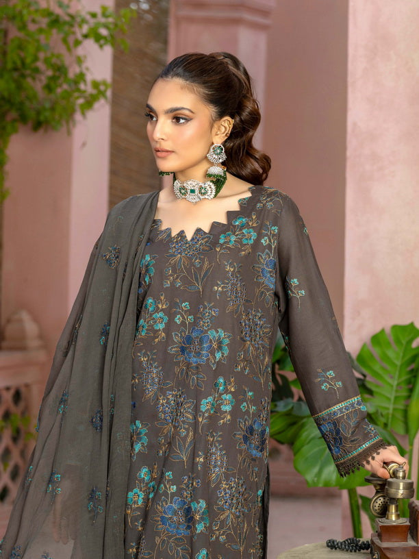 Manizay Mehrma Premium Embroidered Swiss Voil Unstitched 3Pc Suit D-09