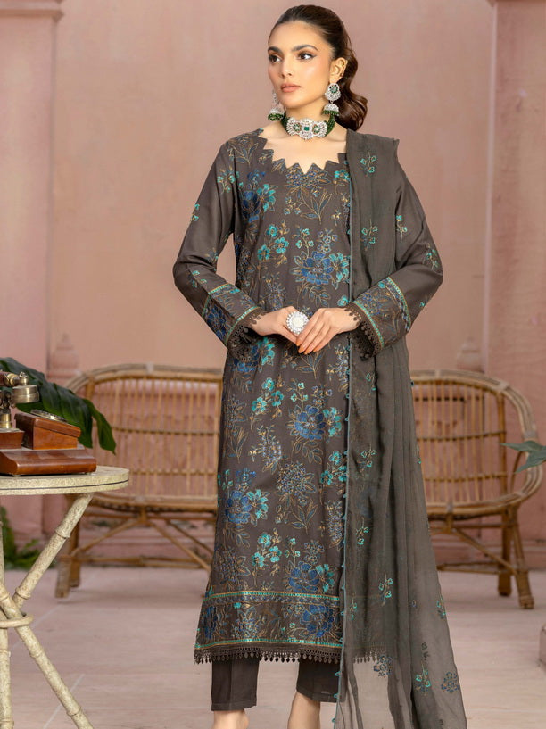 Manizay Mehrma Premium Embroidered Swiss Voil Unstitched 3Pc Suit D-09