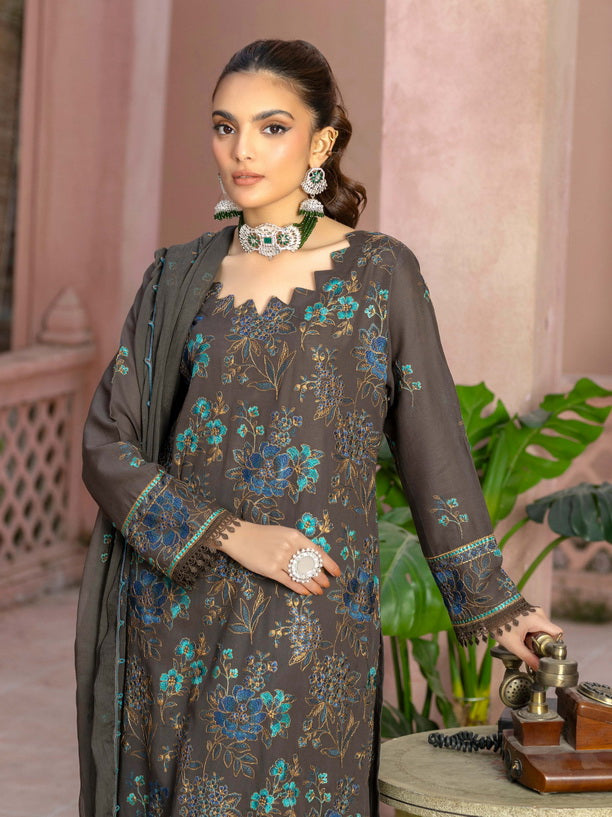 Manizay Mehrma Premium Embroidered Swiss Voil Unstitched 3Pc Suit D-09