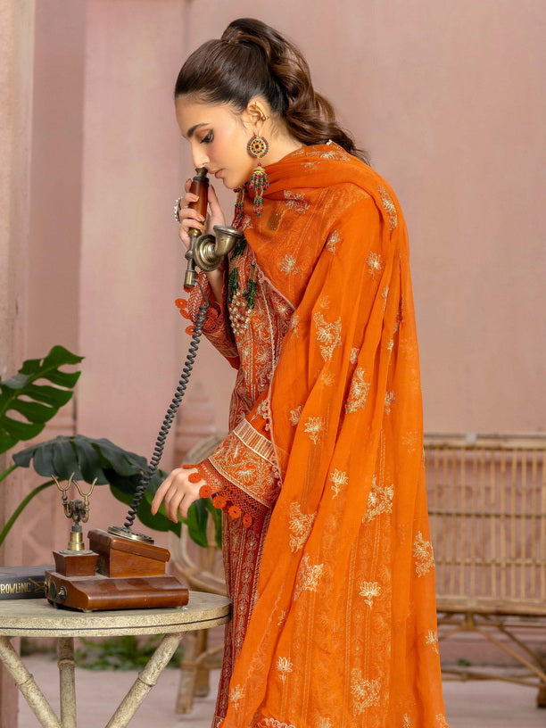 Manizay Mehrma Premium Embroidered Swiss Voil Unstitched 3Pc Suit D-10