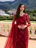 Zainab Chottani Embroidered Organza Unstitched 3Pc Suit D-09 Ruby Luxe