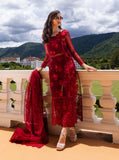 Zainab Chottani Embroidered Organza Unstitched 3Pc Suit D-09 Ruby Luxe