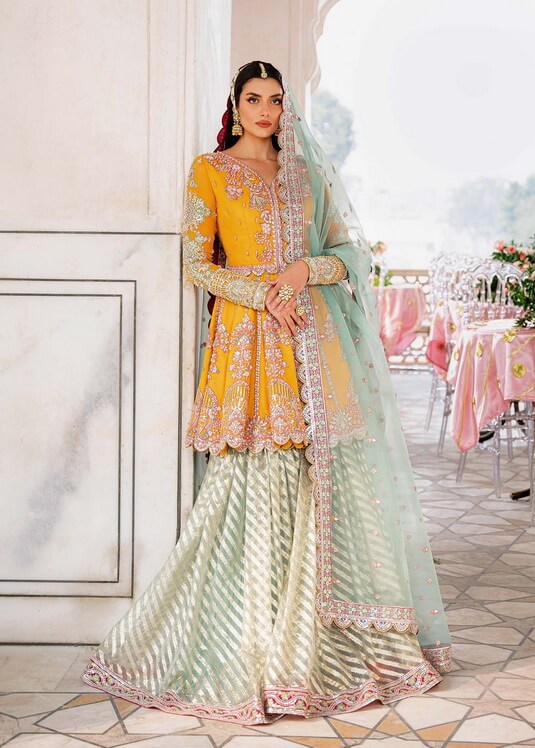 Akbar Aslam Shadmani Embroidered Net Unstitched 3Pc Suit - DILAAB