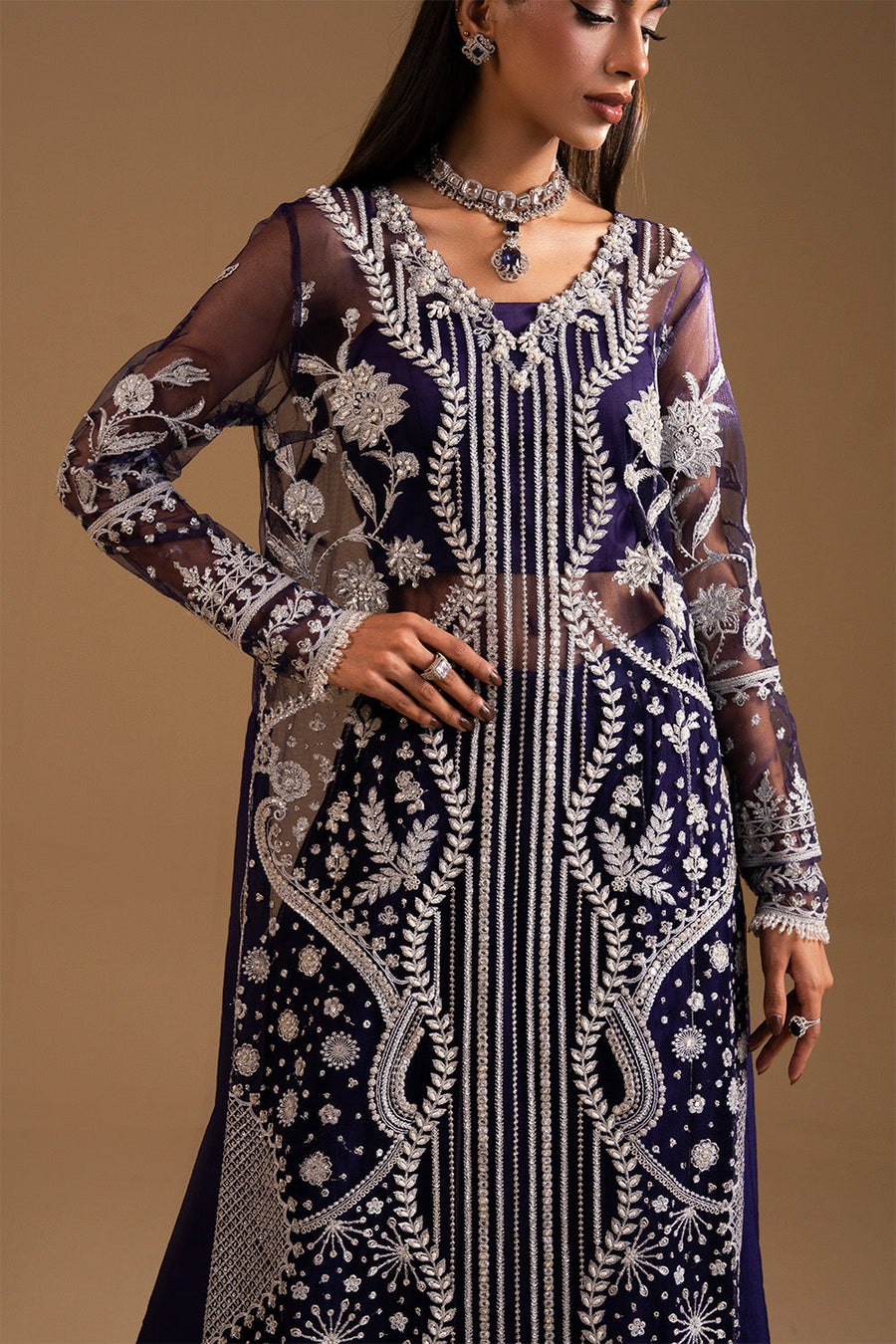 Zariya Afsanay Bareeze Net Unstitched 3Pc Suit ZB50039 DILARA