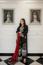 Faiza Faisal Afsana Embroidered Khaddar Unstitched 3Pc Suit - DILKASH