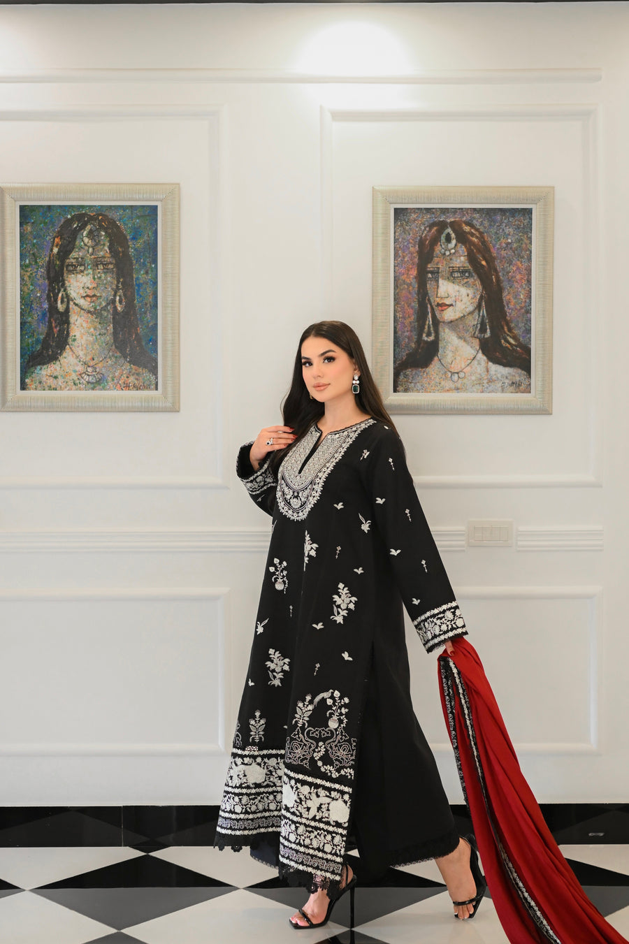 Faiza Faisal Afsana Embroidered Khaddar Unstitched 3Pc Suit - DILKASH