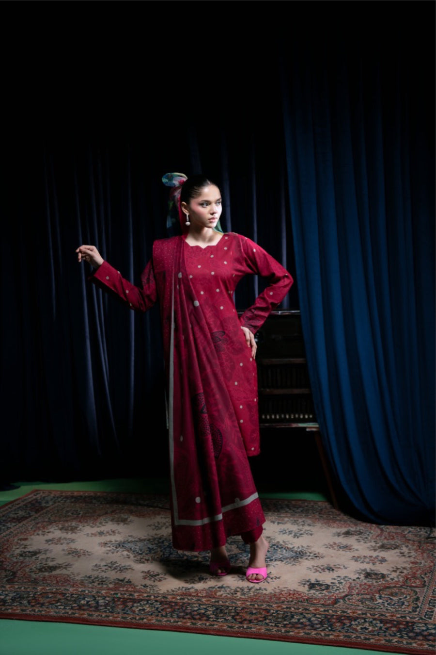 Feathers Digital Printed Dhanak Unstitched 3Pc Suit DILRUBA-FT421