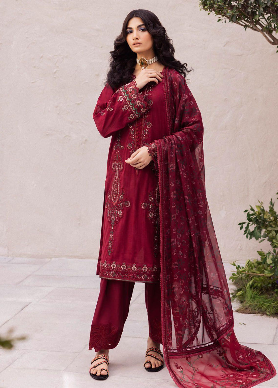 Iznik Dahlia Embroidered Luxury Lawn Unstitched 3Pc Suit DL-01 GOSSAMER