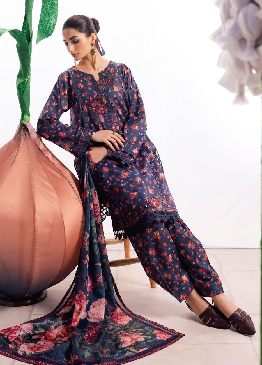 Iznik Dahlia Embroidered Luxury Lawn Unstitched 3Pc Suit DL-07 MEADOW