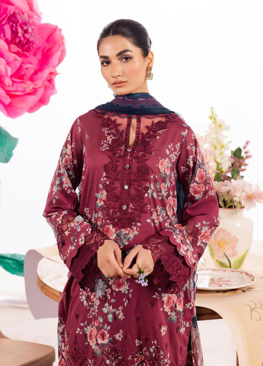 Iznik Dahlia Embroidered Luxury Lawn Unstitched 3Pc Suit DL-11 SOLISTICE