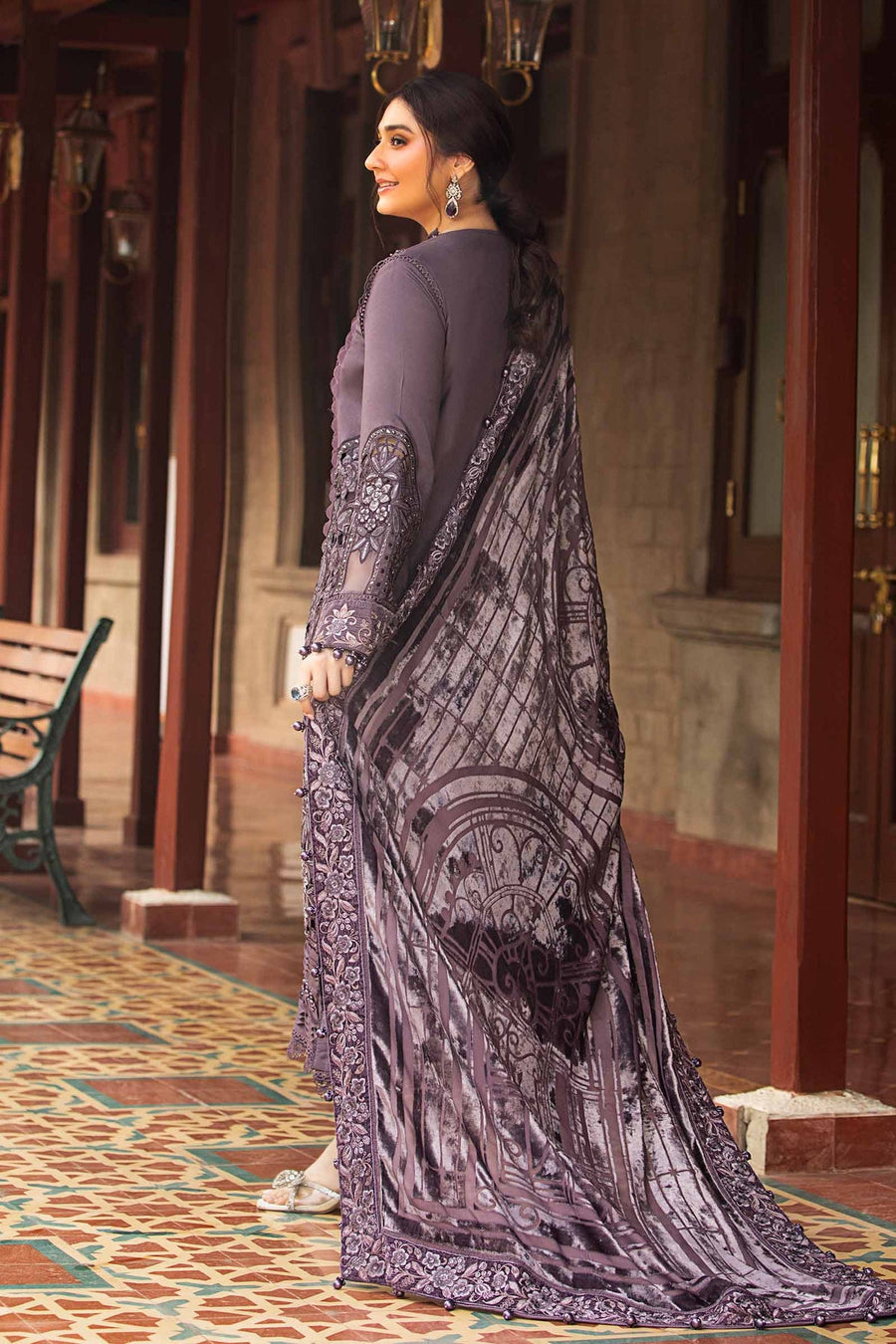 Maria.B Winter Luxe Embroidered Linen Unstitched 3Pc Suit DL-1202