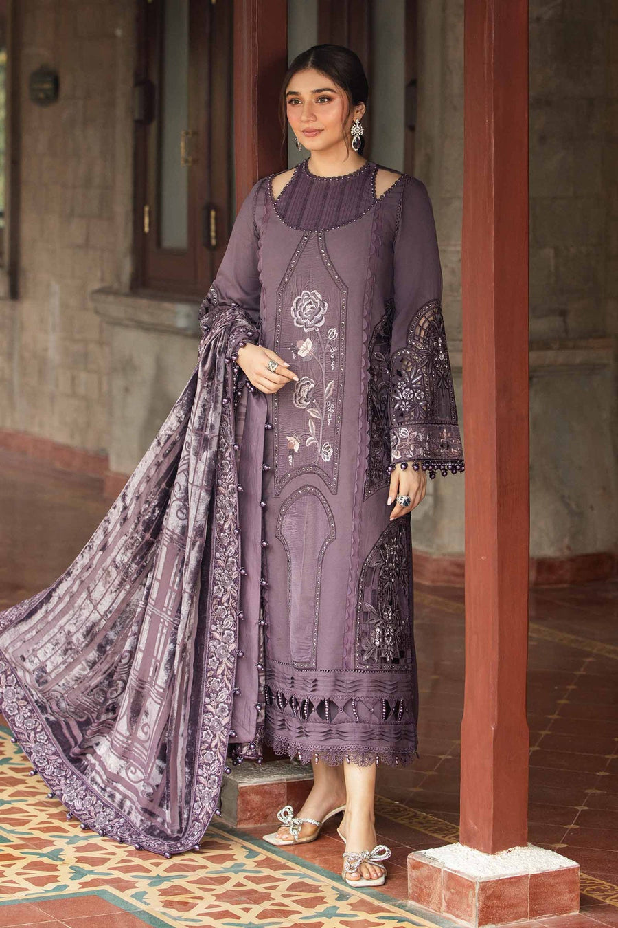 Maria.B Winter Luxe Embroidered Linen Unstitched 3Pc Suit DL-1202
