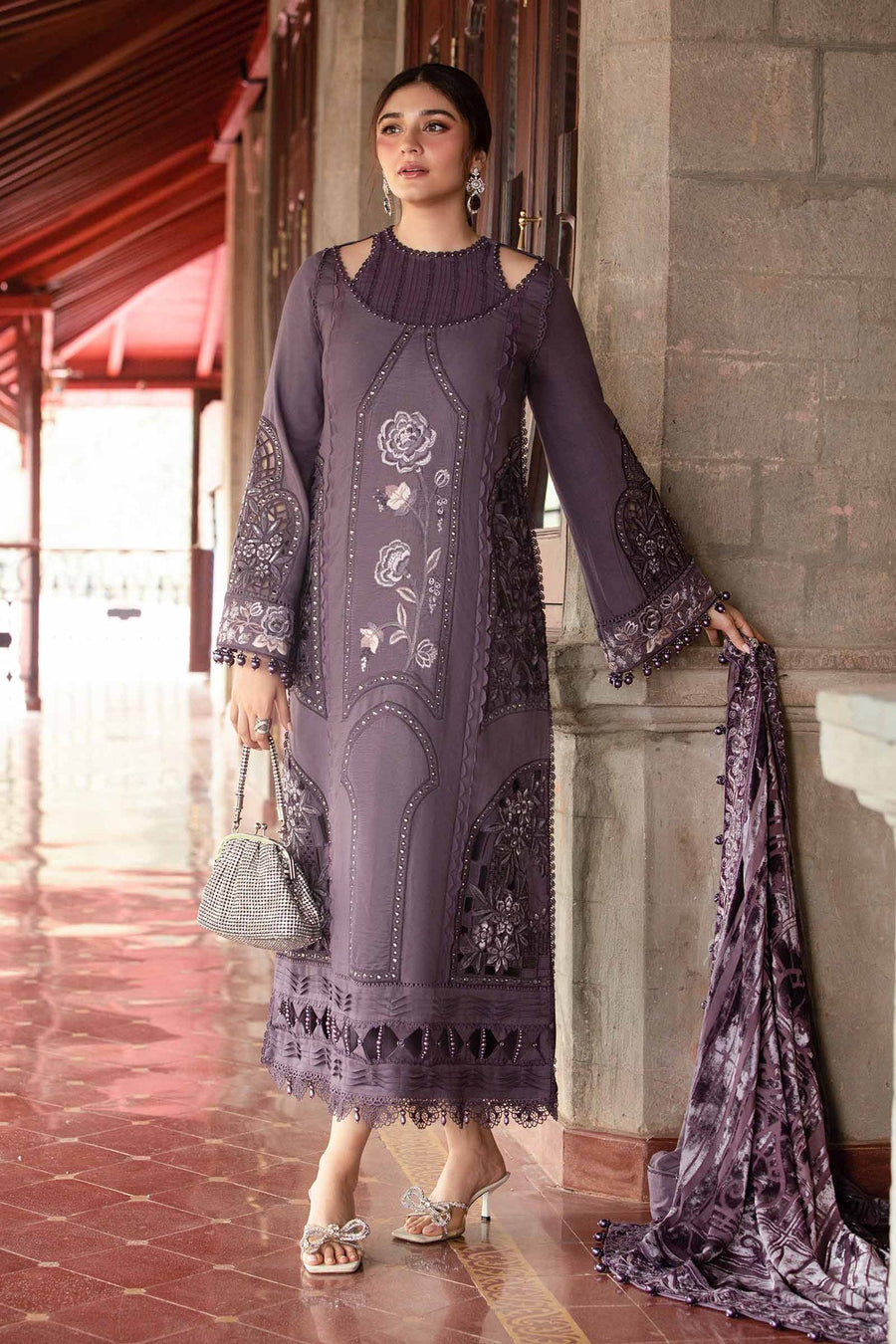 Maria.B Winter Luxe Embroidered Linen Unstitched 3Pc Suit DL-1202