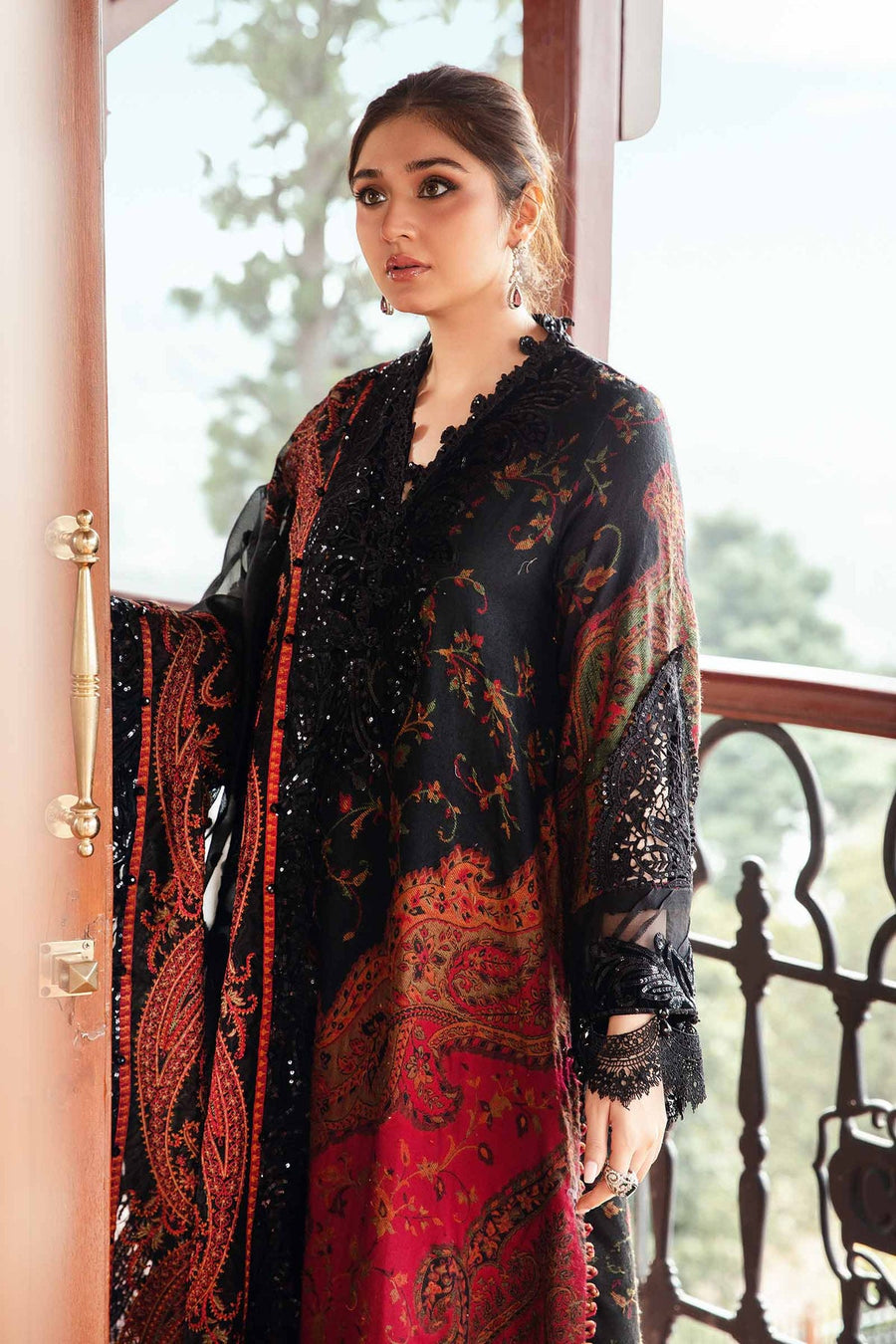 Maria.B Winter Luxe Embroidered Woven Unstitched 3Pc Suit DL-1204