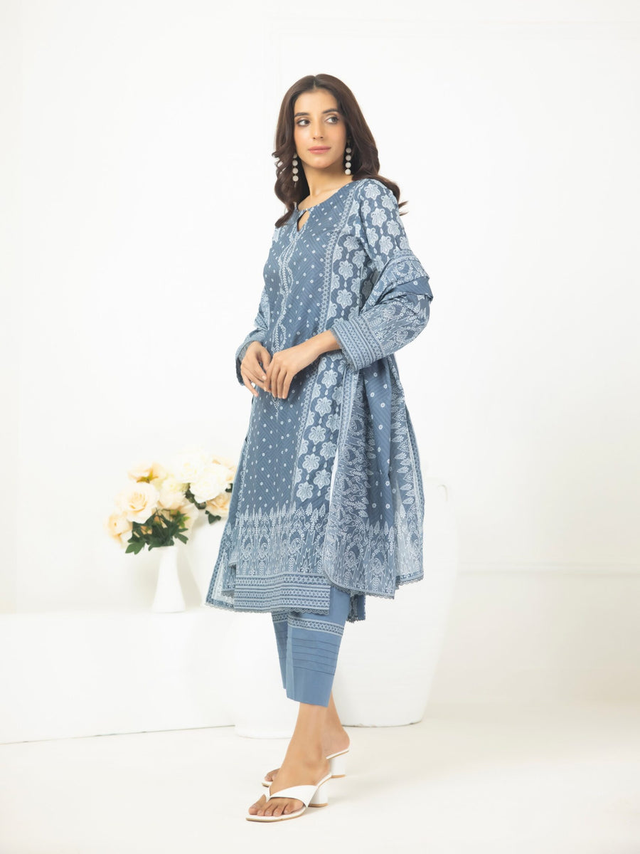 Regalia Salina Dobby Stripe Unstitched Printed Lawn 3Pc Suit DOBBY6-4