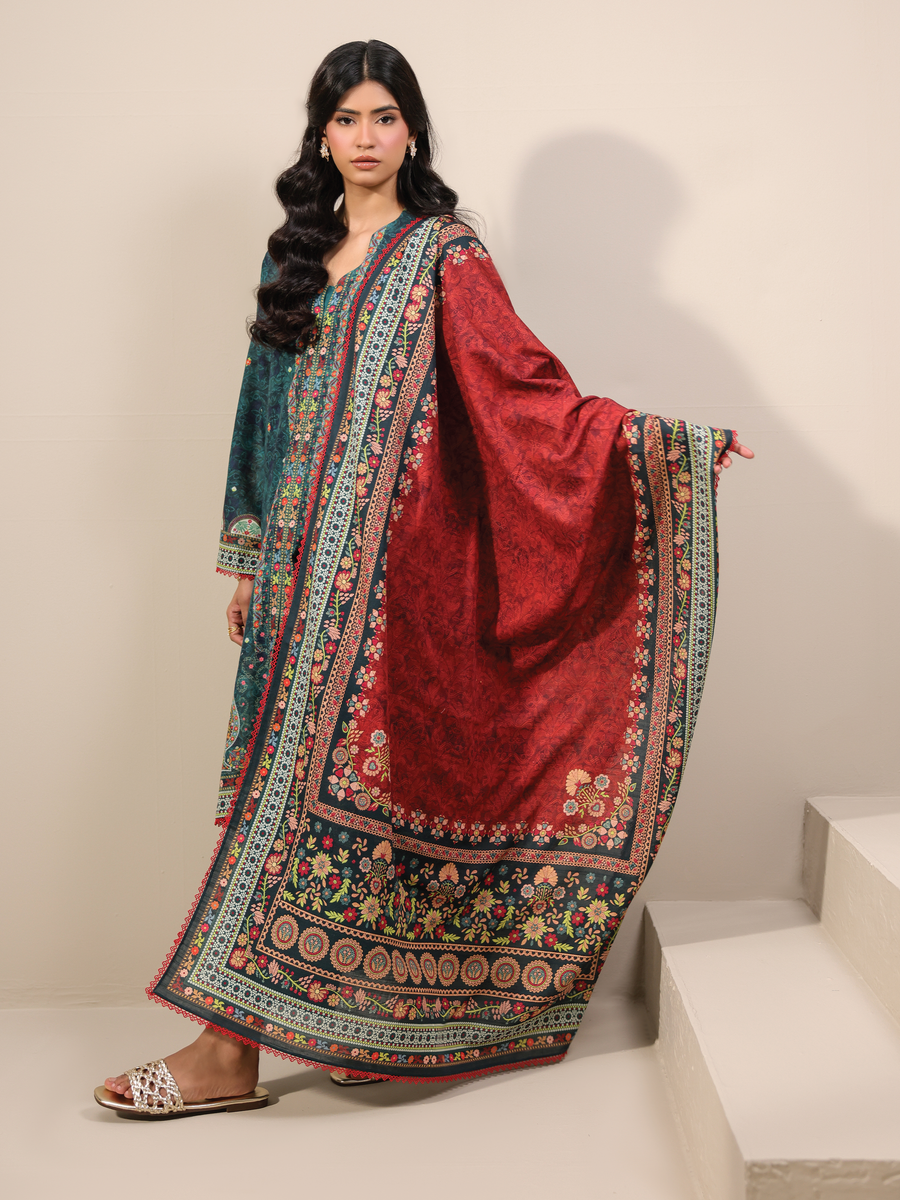 Zeenia Raqs Vol-01 Digital Printed Khaddar Unstitched 3Pc Suit D-01