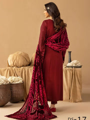 Dastaan by Riaz Arts Embroidered Leather Peach 3Pc Suit DS-17