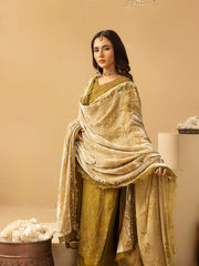 Dastaan by Riaz Arts Embroidered Leather Peach 3Pc Suit DS-18