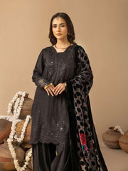 Dastaan by Riaz Arts Embroidered Leather Peach 3Pc Suit DS-19