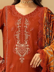 Dastaan by Riaz Arts Embroidered Leather Peach 3Pc Suit DS-20