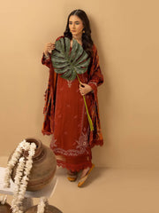 Dastaan by Riaz Arts Embroidered Leather Peach 3Pc Suit DS-20