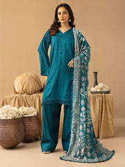 Dastaan by Riaz Arts Embroidered Leather Peach 3Pc Suit DS-21