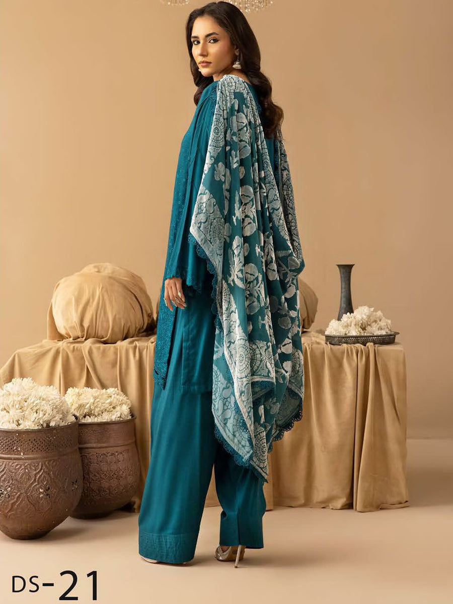Dastaan by Riaz Arts Embroidered Leather Peach 3Pc Suit DS-21