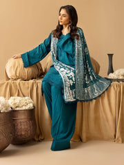 Dastaan by Riaz Arts Embroidered Leather Peach 3Pc Suit DS-21