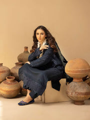 Dastaan by Riaz Arts Embroidered Leather Peach 3Pc Suit DS-22