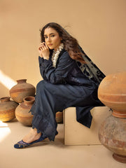 Dastaan by Riaz Arts Embroidered Leather Peach 3Pc Suit DS-22
