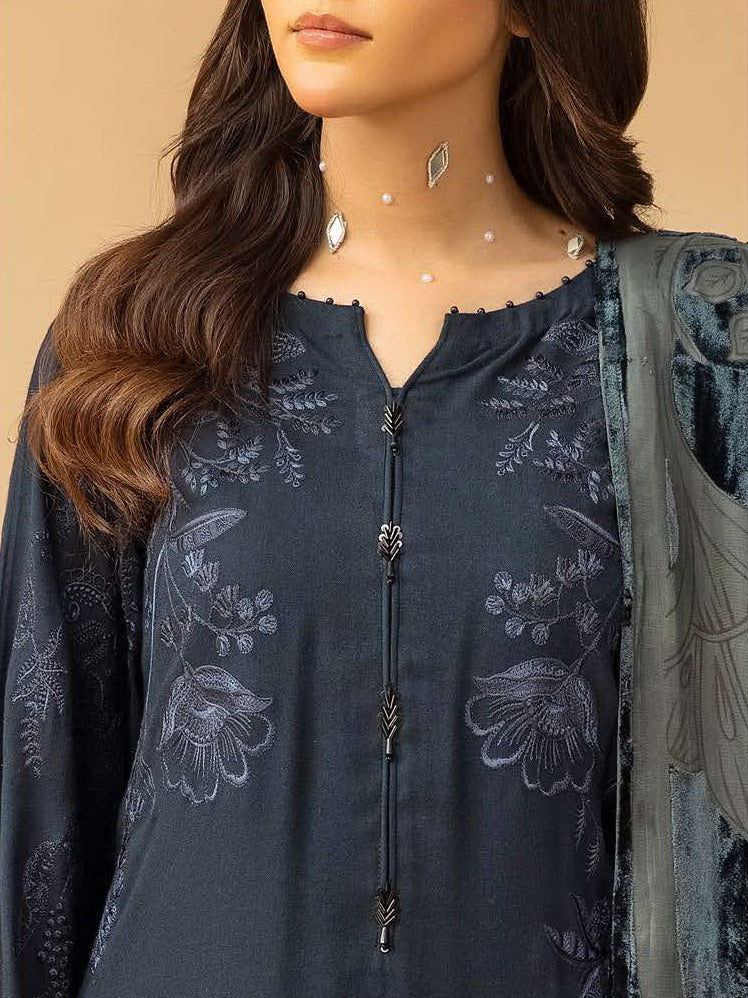 Dastaan by Riaz Arts Embroidered Leather Peach 3Pc Suit DS-22