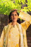 Neeshay Summer Lines Printkari Embroidered Lawn Unstitched 3Pc Suit - BUTTERCUP