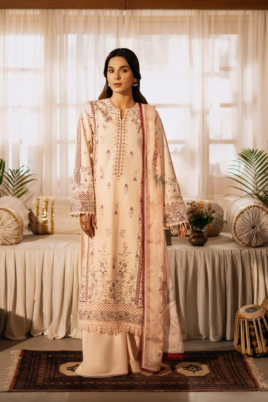Zarposh Sajni Embroidered Lawn Unstitched 3Pc Suit - Gulbano